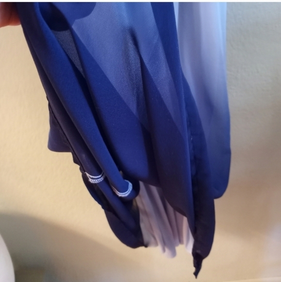 Lauren Conrad Ruffled Sweetheart Neckline Sphaghetti Strap Icy Blue Ombre Dress - Picture 3 of 6